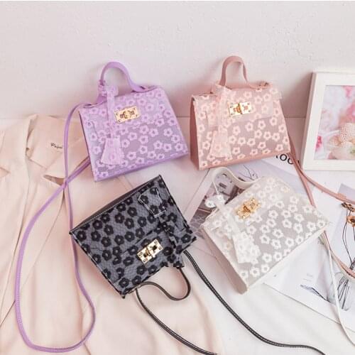 Retro Women Lace Flower Shoulder Bag Female Transparent Shoulder Crossbody Bag Casual Ladies Cute PU Leather Mini Purse Handbags