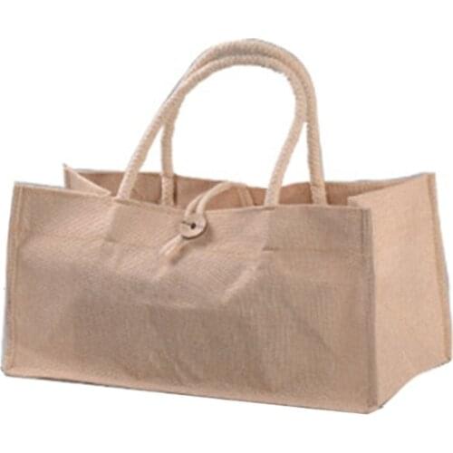 M68C Jute Tote Bags Burlap Handbag Reusable Beach Shopping Grocery Bag with Handle Large Capacity Gift Bag Daily Use for Women