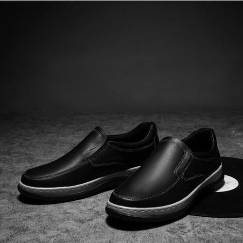 New Male Comfortable Genuine Leather Shoes Slip on Band Fashion Design Casual Mens Shoes Business Loafers Man Handmade Footwear
