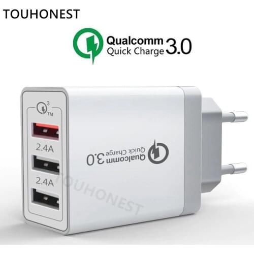 3 Ports USB Smart Charge 30W Quick Charger 3.0 For iPhone Samsung QC 3.0 USB Adapter Wall Charger Fast Mobile Phone EU Charger