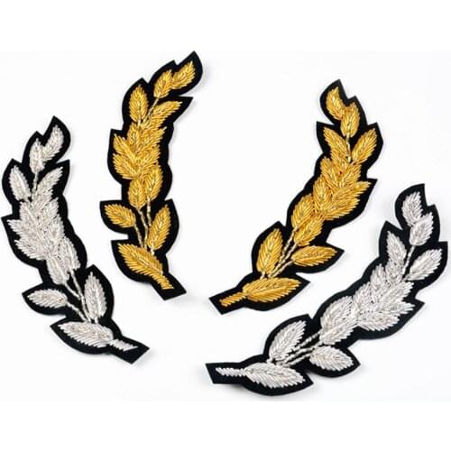 High-End Indian Silk Hand-Embroidered Rice Ear Cloth Stickers High-End Suits Crown Badges Bags Shoes Accessories Badge