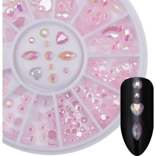 1Box Nails Art Accessories Symphony Flat Diamond AB Crystal Acrylic Nail Decorations Rhinestone Mixed Flash Nail For Manicure