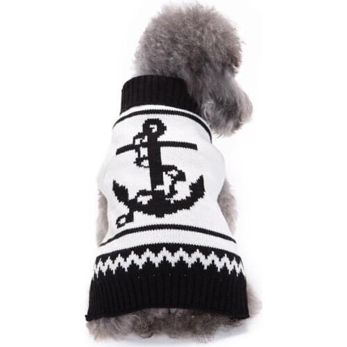 1 Piece Acrylic Fashion Anchor Doggy Clothes Pet Dog Sweater For Autumn Winter Warm Knitting Crochet Clothes For Dog Size S-XL
