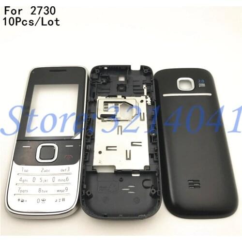 10Pcs/Lot New Full Housing For Nokia 2730C 2730 Front Faceplate Frame Cover Case+Back cover/battery door cover+Keypad + Logo