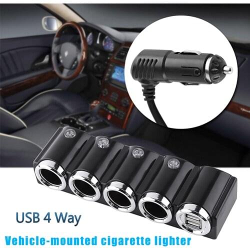 2019 4 Way Car Cigarette Lighter Socket Splitter Power Charger Adapter with Dual USB Ports CSL88