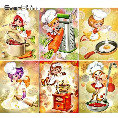 Evershine Diamond Embroidery Full Square Diamond Painting Cartoon Cross Stitch Kit Diamond Mosaic Decoration Girl Home Art Sale