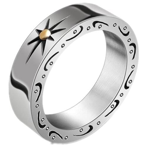 BOCAI New 2021 Trend Real S925 Silver Jewelry Handmade Retro Personality Eagle Sun Point Gold Simple Man Ring