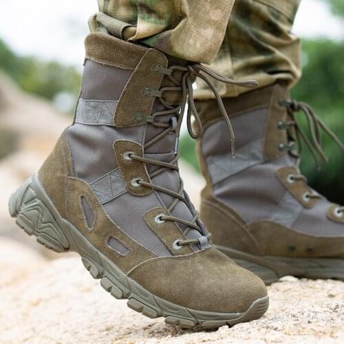 Military Boots Mens Tactical Boots High-top Outdoor Combat Boots Men Desert Boots Outdoor Hiking Shoes High Quality Male Shoes
