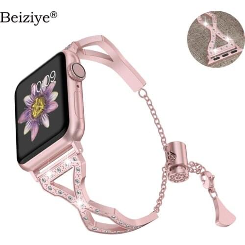 Women Jewelry watch Strap For Apple Watch 1 2 3 iWatch band correa 42mm 38mm 44mm 40mm series 4 5 Stainless Steel strap Bracelet