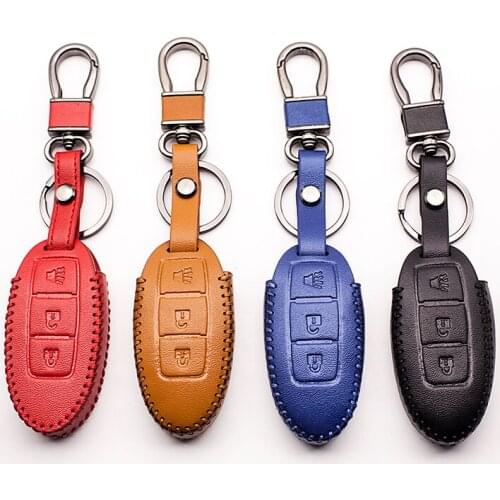 Genuine Leather Car Key Cover Case For Nissan Teana X-Trail Qashqai Livina Sylphy Tiida Sunny March Murano Geniss Juke Almera