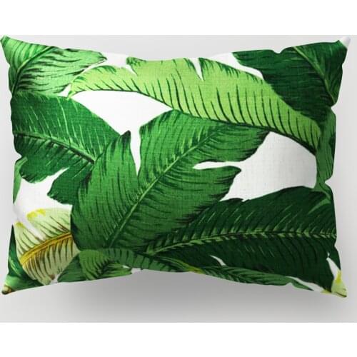Plants Leaves Polyester Cushion Cover Tropical Fresh Decorative Pillowcase for Sofa Car Pillow Covers Home Bedroom Decor 30x50cm