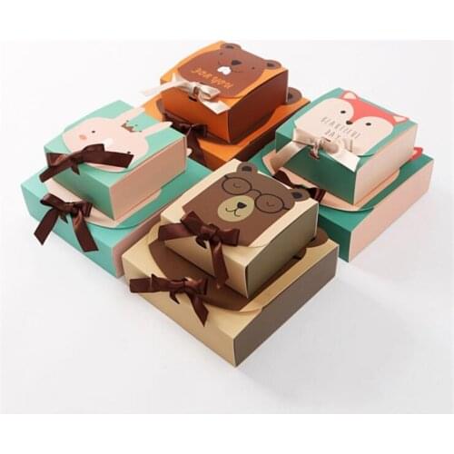 Cute Animal Cartoon Paper Packaging Boxes Cookie Cake Decorating Supplies Christmas Wedding Brithday Party Favor Gift Boxes