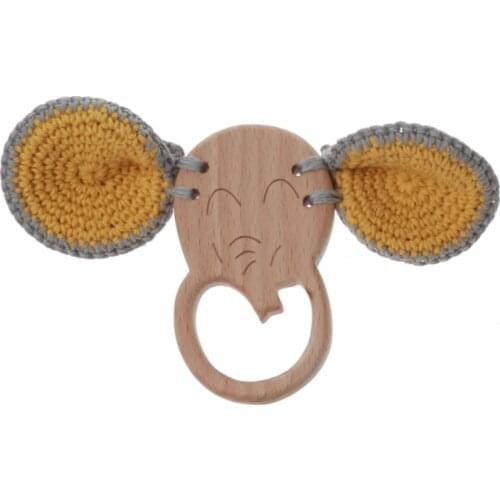 Baby Teether Beech Wooden Rattle Teething Toy Play Gym BPA Free Montessori Toy 425F