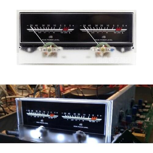 Dual pointer VU Meter Panel DB Level Header Stereo Audio Power Amplifier Level Indicator Table Preamp LED backlight wITH Driver