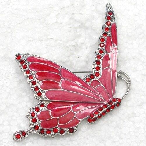 Red Rhinestone Enamel brooch Butterfly Pin brooches C2038 C