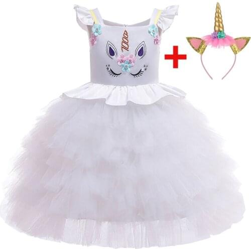 2020 Fantasy Unicorn Party Dress Cosplay Costume Dress For Girls Children Clothes Princess Tutu Dress Girl Kids Dresses Birthday