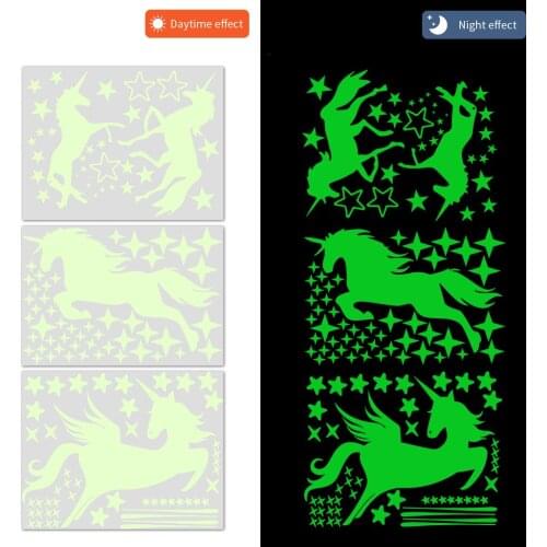 Glow In The Dark Stars Wall Stickers for Kids Fluorescent Baby Bedroom Ceiling Home Decor Luminous Toy Stars Horse Wall Stickers