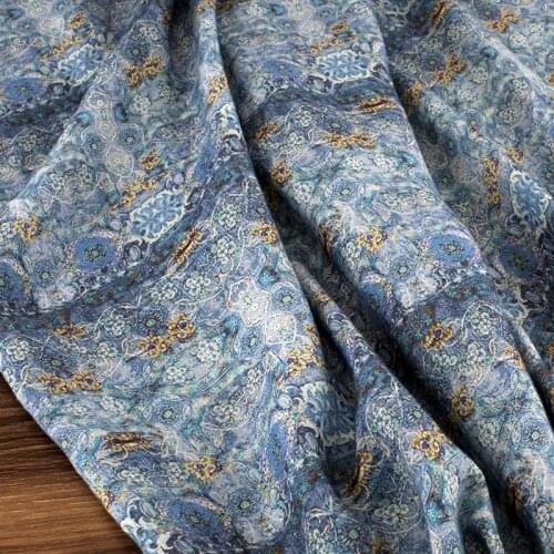 Quality flax fabric New colour printing tissu High-end Gown Dress clothes tissus