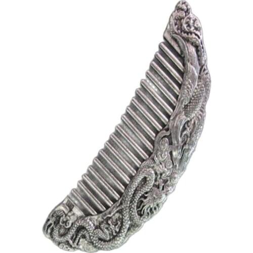 Chinese old Tibetan silver female Dragon and Phoenix Comb
