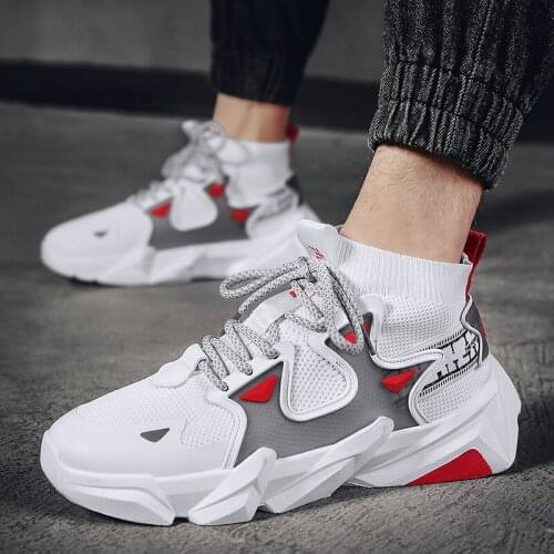 Sneakers Men Mesh Breathable Shoes outdoor Athletic Sneakers Walking Shoes white Light Soft Thick Sole Hole Shoes men footwear