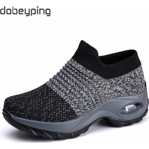 Spring Autumn Casual Slip On Women‘s Shoes Flat Platform Female Sock Sneakers New Comfortable Soft Sport Ladies Mesh Loafers