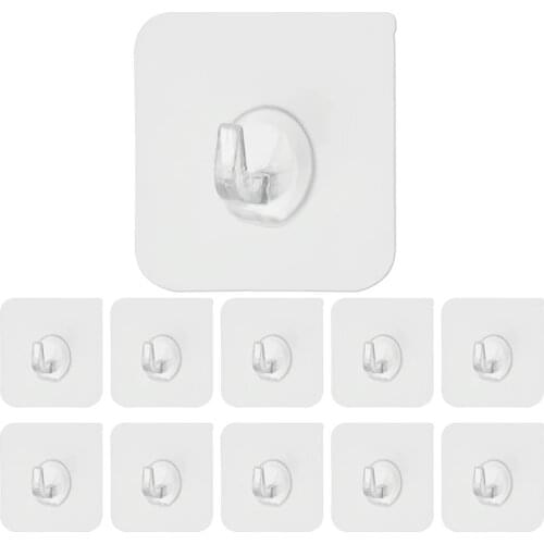 20/10 Pcs Hooks Transparent Strong Self Adhesive Door Wall Hangers Hooks Suction Heavy Load Rack Cup Sucker for Kitchen Bathroom