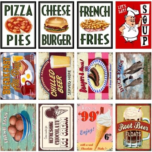 Cafe Hamburg Retro Metal Tin Sign for Street Garage Family Cafe Bar Door Wall Decorator Metal Tin Sign