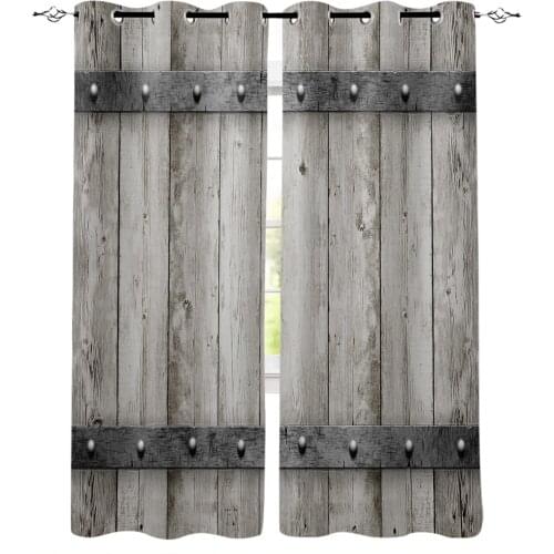 Wood Door Metal Blackout Curtains for Children Kids Home Decor Bedroom Living Room High Shading Window Curtains