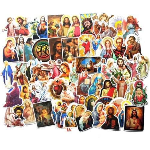 68pcs Jesus Christian Prayer Cartoon Stickers Toy Luggage PVC Sticker Motorcycle And Luggage Notebook Blessing Sticker F4