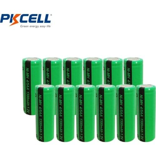 12 x PKCELL 4/5AA Ni-MH Battery Flat Top 1.2V 1300mAh NiMh Rechargeable Battery For Cordless Tools, Power Tools