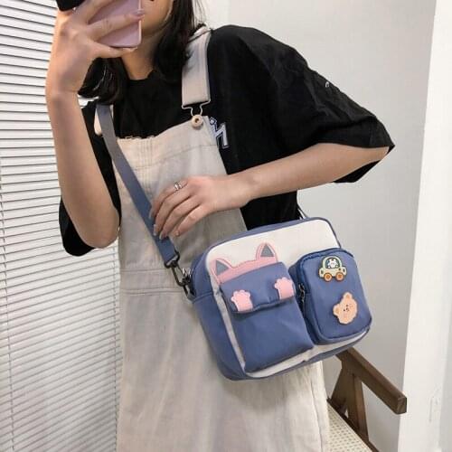 2021 New Japanese Cute Canvas Bag Vintage Girl Mini Messenger Crossbody Bag Korean Small Carton Shopper Canvas Shoulder Bag