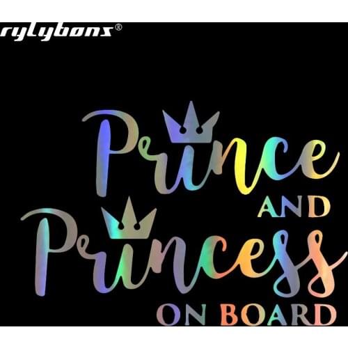 New Car-styling 15CM*10.3CM Car Stickers PRINCE AND PRINCESS ON BOARD Vinyl Fun Window Car Sticker Decal for Auto Products