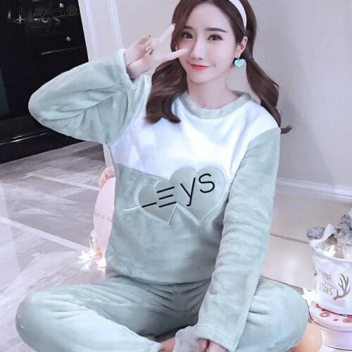 New Sleepwear Women Pajama Sets 2019 Autumn Winter Pajamas Flannel Cartoon Thick Warm Women Cute Animal Female Homewear