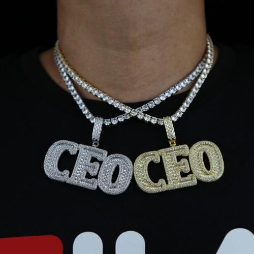 New Hip Hop CEO Pendant Necklace Micro Pave Zirconia Material Pendants Necklace for Men Women Chain Fashion punk Jewelry