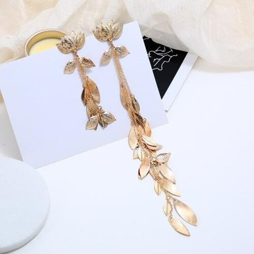 New Trendy Lotus Drop Earrings for Women Boho Gold Color Metal Irregular Long Tassel Earring Brincos Wedding Party Jewelry Gift