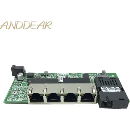 Reverse PoE 10/100/1000M Gigabit Ethernet switch Fiber Optical Single Mode 4 RJ45 and 2 SC fiber Motherboard1.25G 20KM
