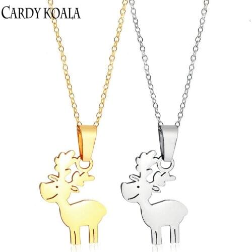 Christmas cute deer titanium steel pendant necklace female clavicle chain couple accessories tide