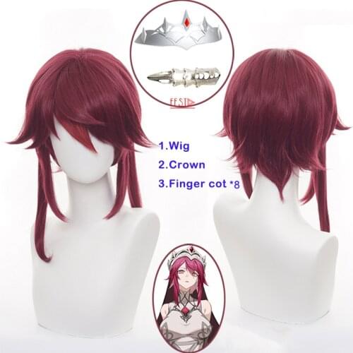 10PCS Genshin Impact Rosalia Cosplay Wig Game Cosplay Wigs Crown Finger Cover Inazuma Girls Hairpin Hair Accessories Halloween