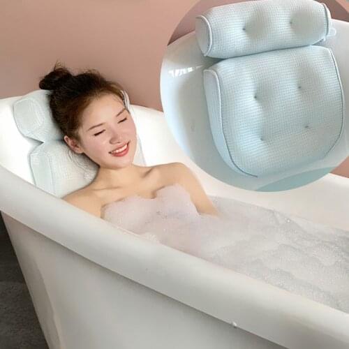 SPA Cushion Bath Pillow with Suction Cups Neck and Back Support 3D Mesh Bathtub Spa Pillow for Home Hot Tub Bathroom Accersories