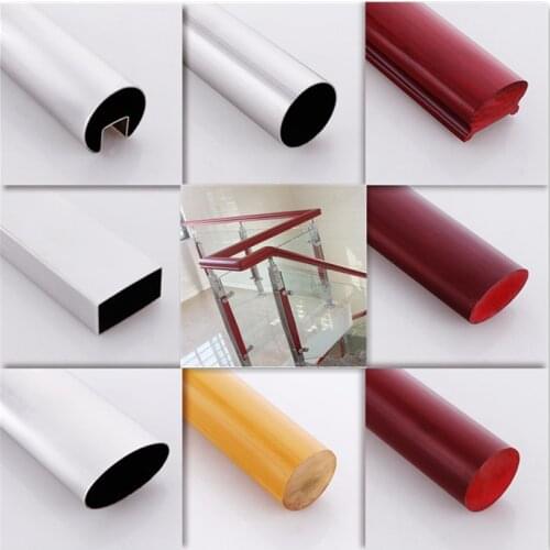 304 stainless steel staircase column handrail, polymer pvc imitation wood handrail tube, indoor and outdoor guardrail handrail