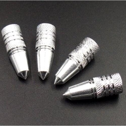 4pcs Silver Universal Bullet Shape Car Wheel Tire Valve Air Stem Dust Caps Cover Truck Auto Vehicle Motorcycle Bicycle Accessory