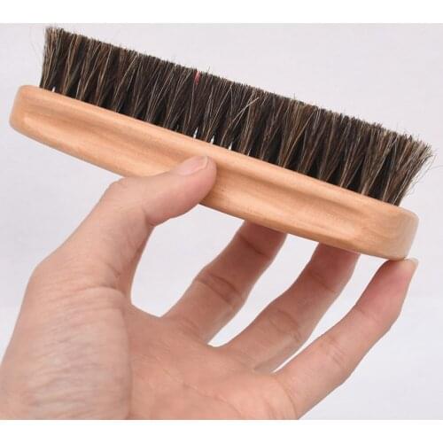 Cleaning Brush Shoe Brush Horsehair Large Professional Boot Shoe Shine And Buff Brush (Burlywood)