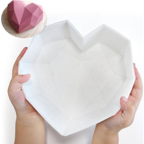 Heart Shaped Silicone Cake Mold With Mini Hammer 3D Geometric Cake Mold Silicone Mousse/Chocolate Cakes Mould For Birthday