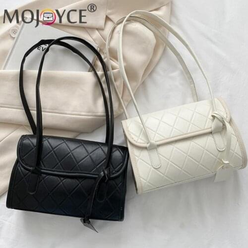 Girls Brief Flap Womens Casual Messenger Bags Retro Ladies Lattice Pattern PU Underarm Bag Casual Solid Color Flap Purse