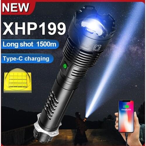 Super XHP199 High Power LED Flashlights Powerful Torch Light XHP160 XHP90 Rechargeable Tactical Flashlight 18650 Camping Lantern