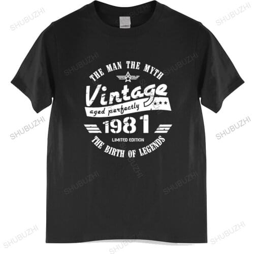 Anime Vintage 1981 40 Years Old Printed O-neck Shirts Funny Comfortable T-Shirts Casual Cotton shubuzhi brand Daily Tees