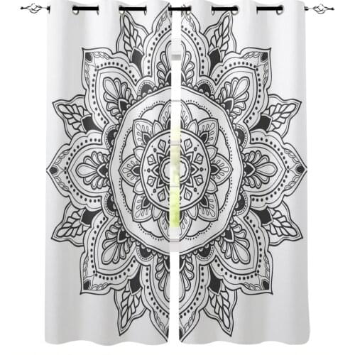 Mandala White Blackout Curtains For Living Room Bedroom Printed Window Treatment Drapes Home Decor