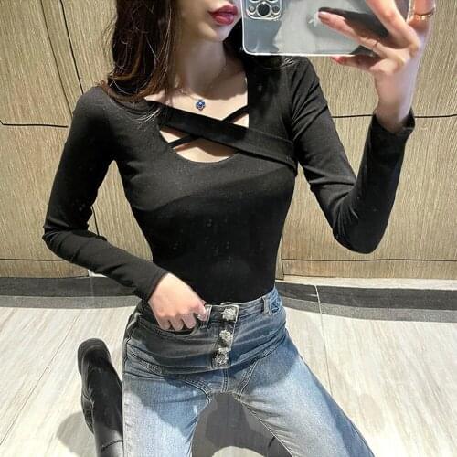 Bottomed T Shirt Slim With Long Sleeve T-shirt Clothes Belly Top 2021 New Women Clothing Womens Tops And Blouses Woman Tshirts