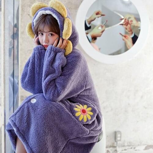 Sleepwear Winter Sweet Girl Flower Loose Bathrobe Women Fashion Warm Comfortable Robe Long Sleeve Dressing Gown Female pijamas