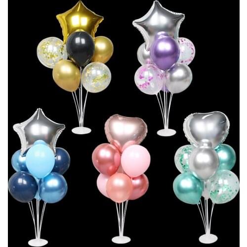 1 Set Birthday Balloons Stand Metalic Macaron Air Globos Star Heart Ballon Holder Column Stick for Wedding Home Party Decoration